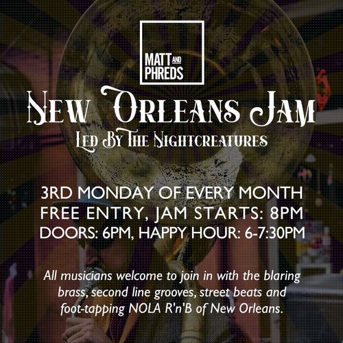 New Orleans Jam The Nightcreatures at Matt and Phreds on 19 October 2026 gig poster