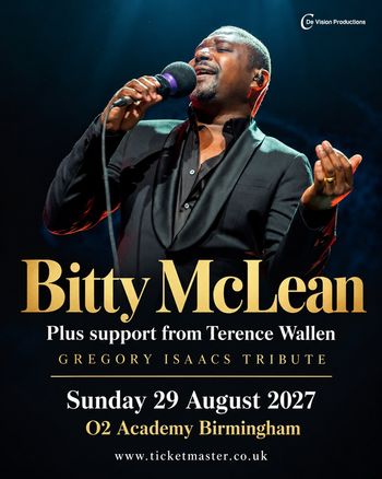 Bitty McLean Terence Wallen at O2 Academy Birmingham on 29 August 2027 gig poster