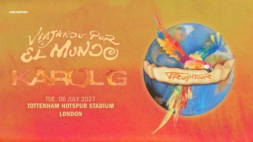 KAROL G - Viajando Por El Mundo KAROL G at Tottenham Hotspur Stadium on 6 July 2027 gig poster