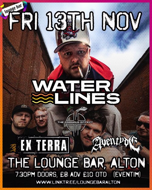 WATER LINES Waterlines, EX TERRA, The Lazarus Effect, Aventyr, AVENTYDE at THE LOUNGE BAR on 13 November 2026 gig poster