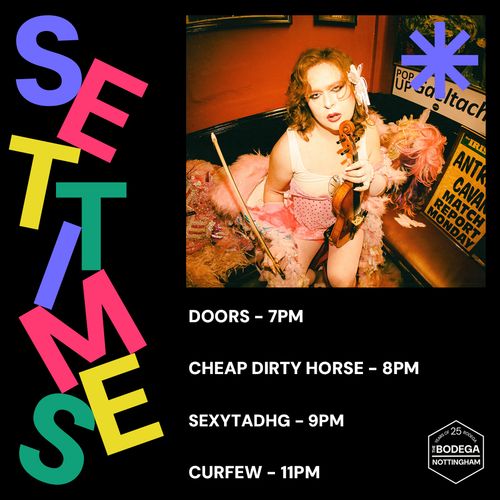 SET TIMES Sexytadhg, Cheap Dirty Horse at The Bodega on 22 October 2026 gig poster