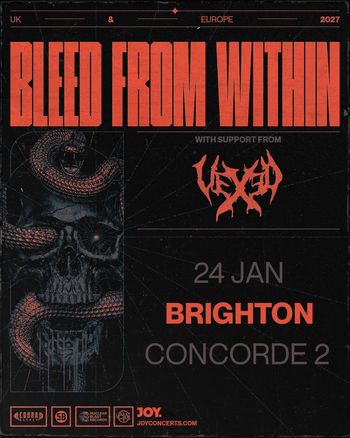 BLEED FROM WITHIN VEXED at Concorde 2 on 24 January 2027 gig poster