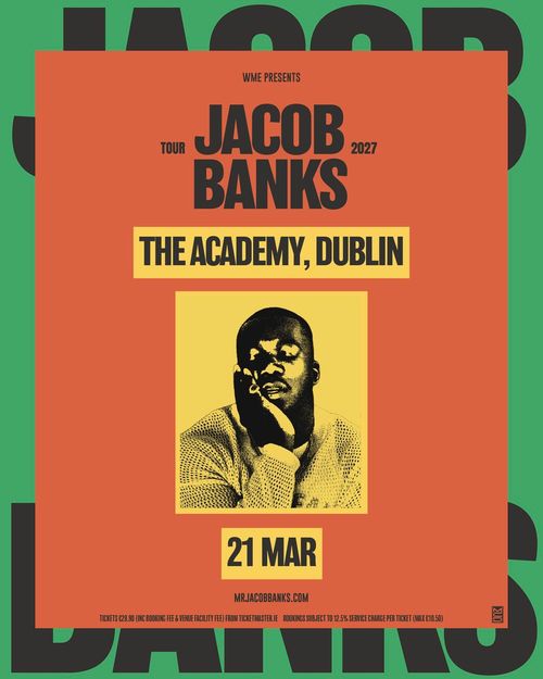 JACOB BANKS TOUR 2027 Jacob Banks at THE ACADEMY on 21 March 2027 gig poster