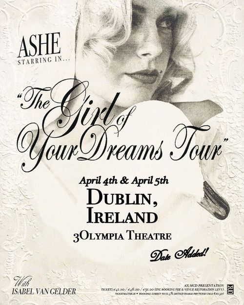 ASHE starring in... "The Girl of Your Dreams Tour" Ashe, Isabel van Gelder april 2027 tour poster