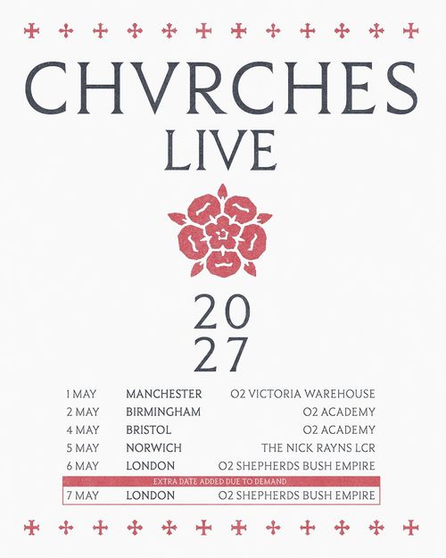 CHVRCHES LIVE 2027 CHVRCHES may 2027 tour poster