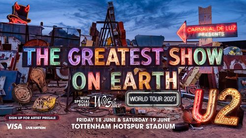 The Greatest Show On Earth World Tour 2027 U2, Wolf Alice june 2027 tour poster