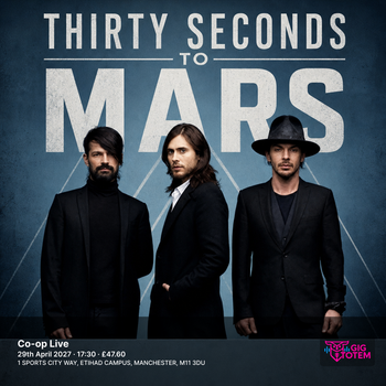 Thirty Seconds To Mars at Co-op Live on 29 April 2027 gig poster