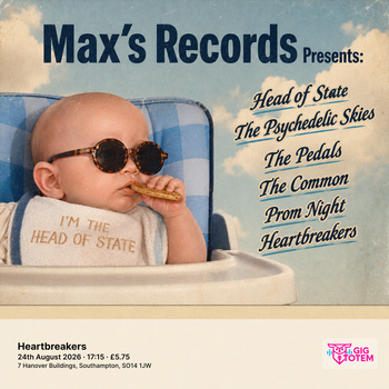 Max's Records Presents: Monkeygun, Ariel & more at Heartbreakers on 24 August 2026 gig poster