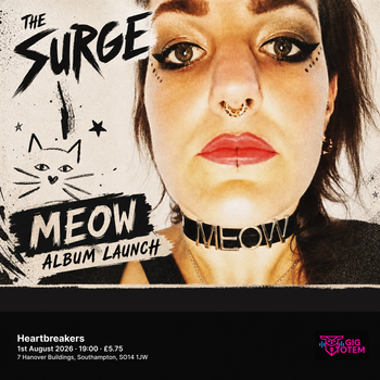 The Surge - Meow album launch at Heartbreakers on 1 August 2026 gig poster