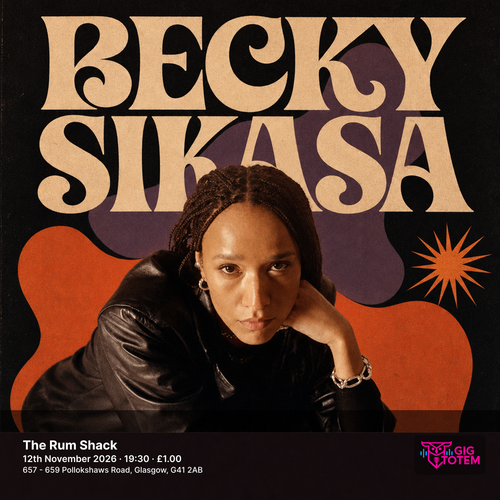 Becky Sikasa at The Rum Shack on 12 November 2026 gig poster