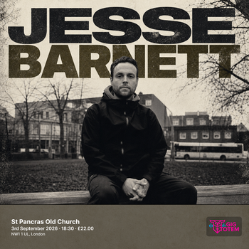 Jesse Barnett at St Pancras Old Church on 3 September 2026 gig poster
