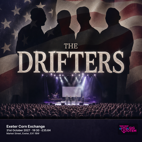 The Drifters at Exeter Corn Exchange on 31 October 2027 gig poster