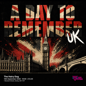 A Day To Remember UK at The Hairy Dog on 19 September 2026 gig poster