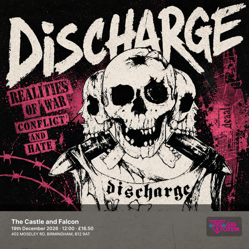 Discharge at The Castle and Falcon on 19 December 2026 gig poster