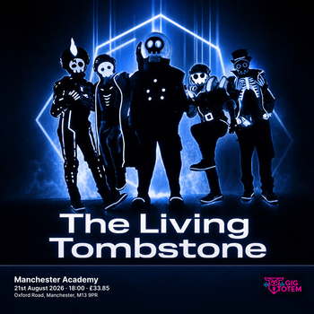 The Living Tombstone Rustage at Manchester Academy on 21 August 2026 gig poster