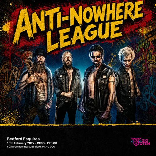 Anti-Nowhere League at Esquires on 13 February 2027 gig poster