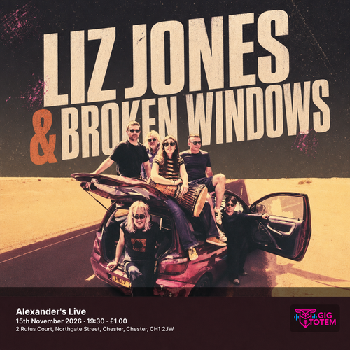 Liz Jones & Broken Windows at Alexander's Live on 15 November 2026 gig poster