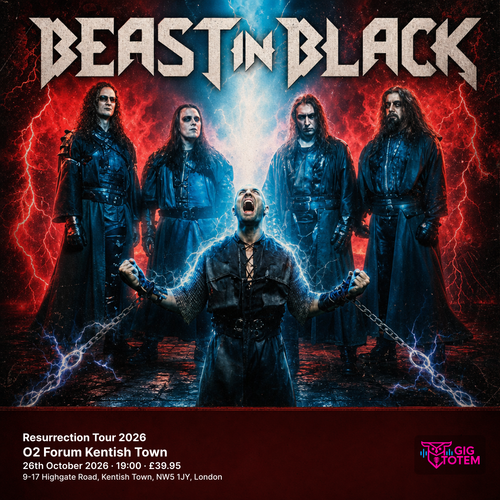 Beast In Black: Resurrection Tour 2026 Sonata Arctica, Beast in Black at O2 Forum Kentish Town on 26 October 2026 gig poster
