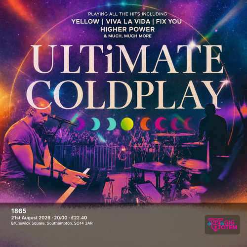Ultimate Coldplay at 1865 on 21 August 2026 gig poster