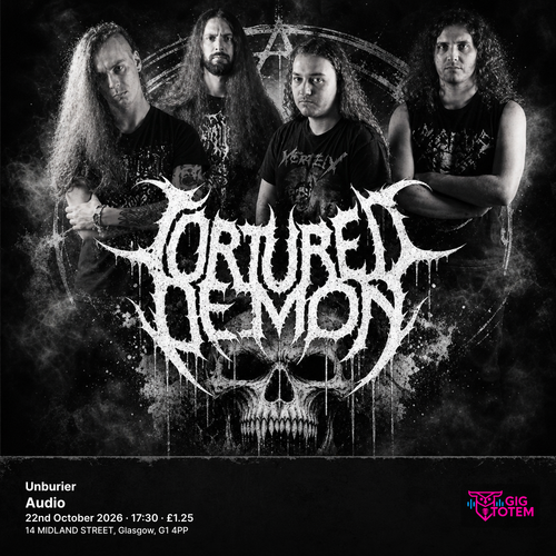 Tortured Demon + Unburier Tortured Demon at Audio on 22 October 2026 gig poster