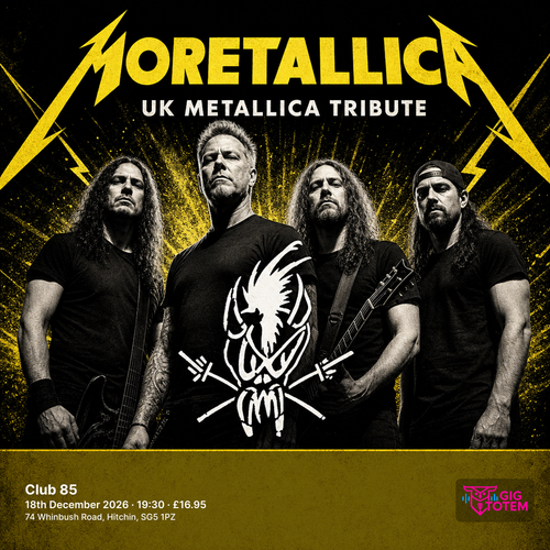 Moretallica at Club 85 on 18 December 2026 gig poster