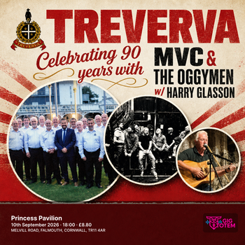 Treverva MVC & The Oggymen w/ Harry Glasson at Princess Pavilion on 10 September 2026 gig poster