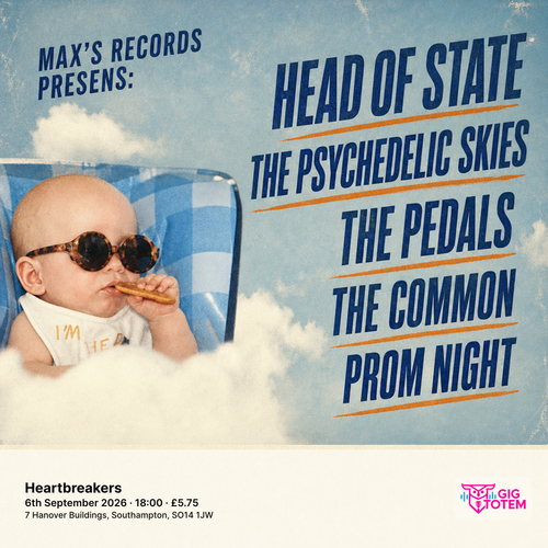 MAX'S RECORDS PRESENS: HEAD OF STATE, PEDALS &MORE at Heartbreakers on 6 September 2026 gig poster