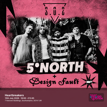 SOS, 5 Degrees North, Design Fault at Heartbreakers on 15 July 2026 gig poster