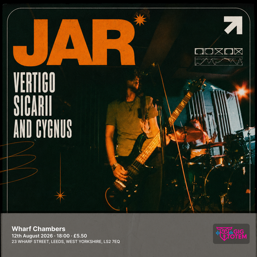JAR, VERTIGO, SICARII AND CYGNUS at Wharf Chambers on 12 August 2026 gig poster