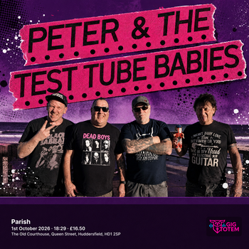 Peter & the Test Tube Babies at Parish on 1 October 2026 gig poster