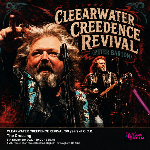 CLEARWATER CREEDENCE REVIVAL '60 years of C.C.R.' Clearwater Creedence Revival (Peter Barton) at The Crossing on 5 November 2027 gig poster