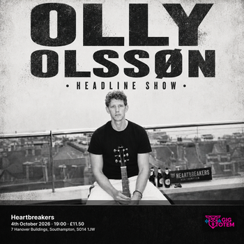 Olly Olssøn at Heartbreakers on 4 October 2026 gig poster