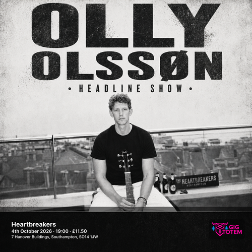 Olly Olssøn at Heartbreakers on 4 October 2026 gig poster