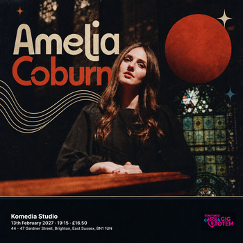 Amelia Coburn at Komedia Studio on 13 February 2027 gig poster