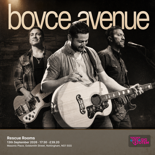 Boyce Avenue at Rescue Rooms on 13 September 2026 gig poster