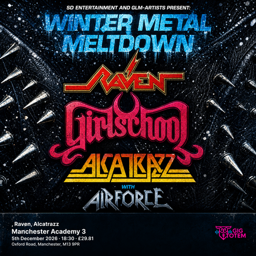 Girlschool, Raven, Alcatrazz Girlschool, Alcatrazz at Manchester Academy 3 on 5 December 2026 gig poster