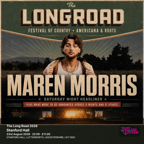 The Long Road 2026 Bailey Zimmerman, Maren Morris at Stanford Hall on 23 August 2026 gig poster