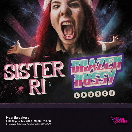 Sister Ri 'Brazen Hussy' launch at Heartbreakers on 25 September 2026 gig poster