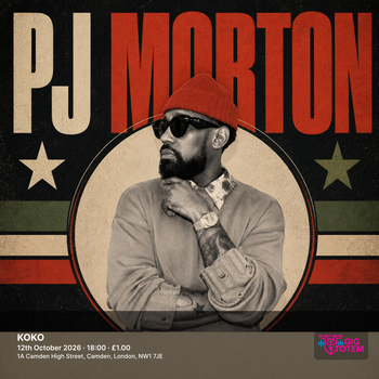 PJ Morton at KOKO on 12 October 2026 gig poster
