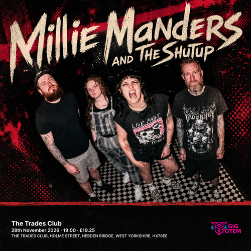 Millie Manders and The Shutup at The Trades Club on 28 November 2026 gig poster