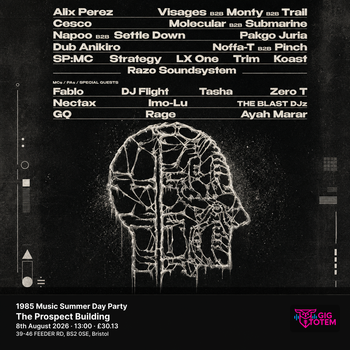 1985 Music Summer Day Party Alix Perez, Visages at The Prospect Building on 8 August 2026 gig poster