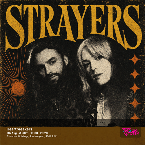 STRAYERS at Heartbreakers on 7 August 2026 gig poster
